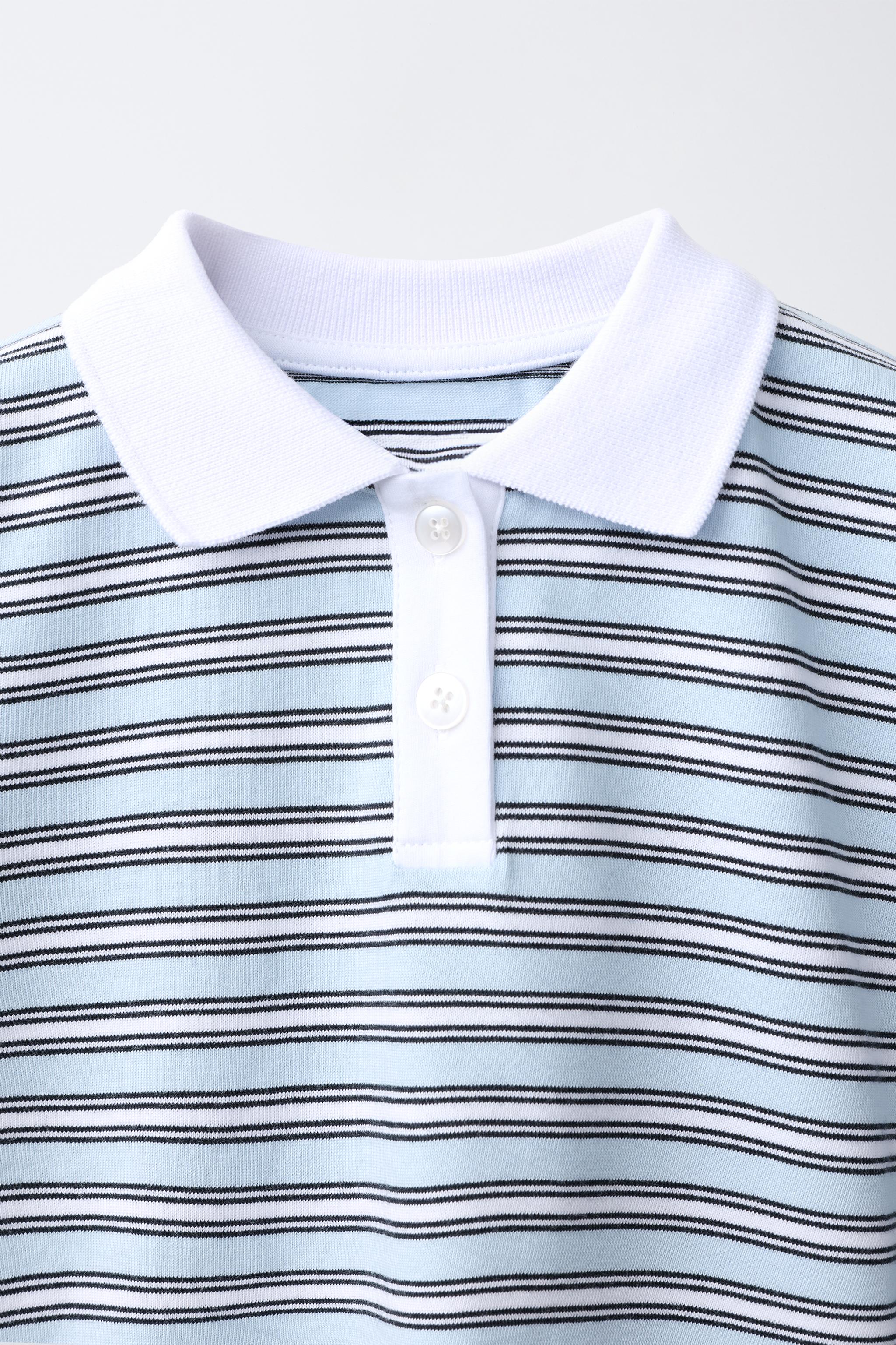 POLO À COL CONTRASTE ET RAYURES